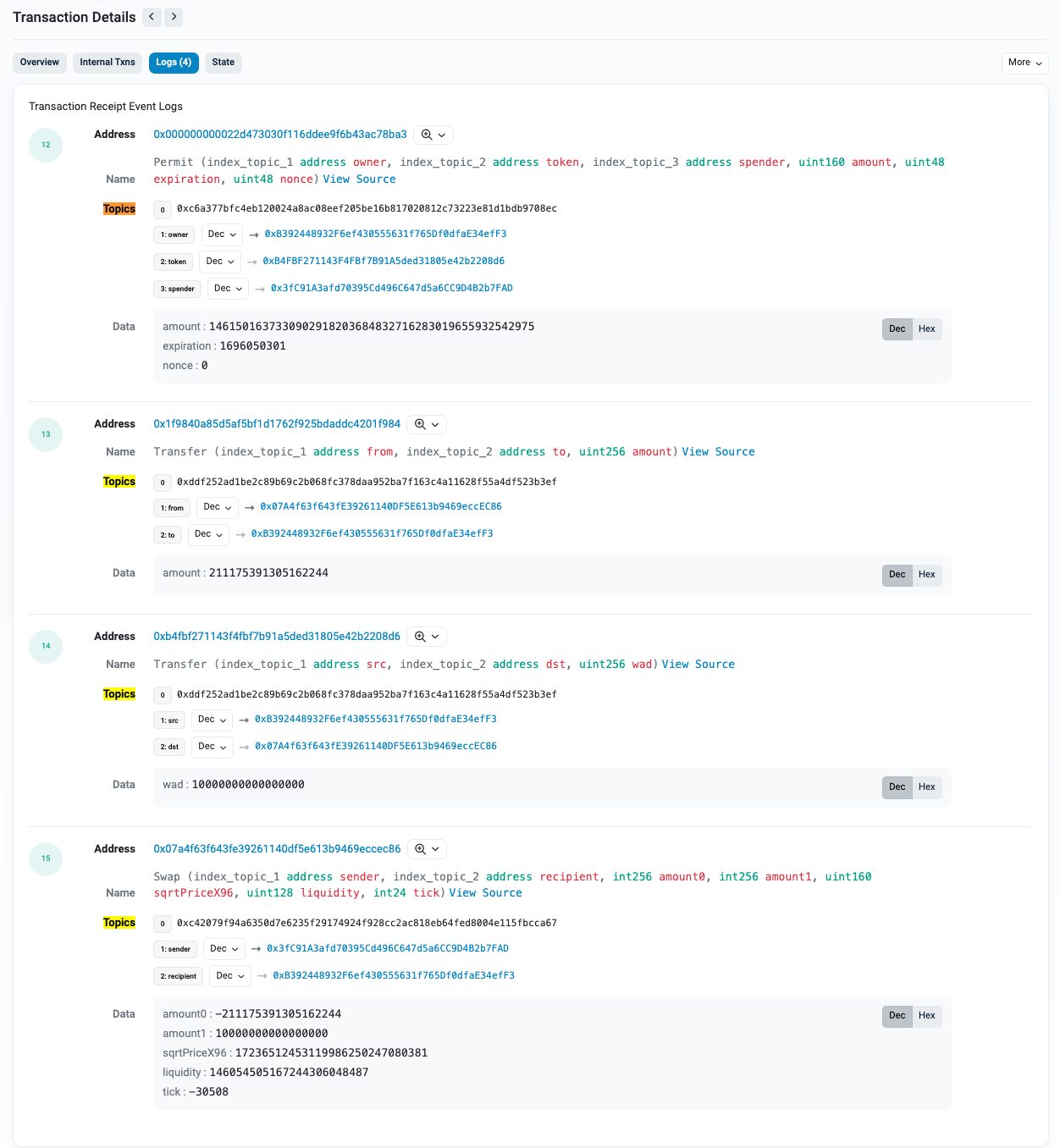 Looking up eventSchemas on Etherscan